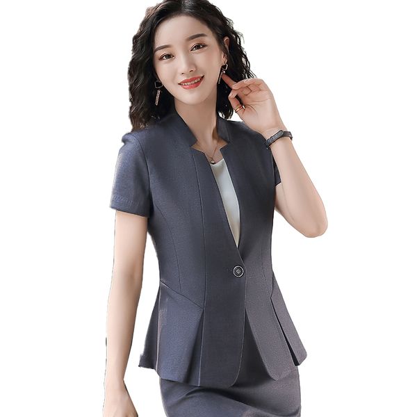 

summer fashion ladies black blazer women short sleeve female elegant formal office work wear styles blazers and jackets clothes, White;black