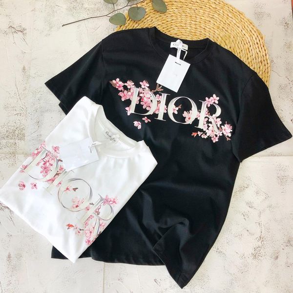 

2019 new arrival women 039 t hirt luxury de igner for ummer fa hion print of cherry blo om pattern with two color l whole ale