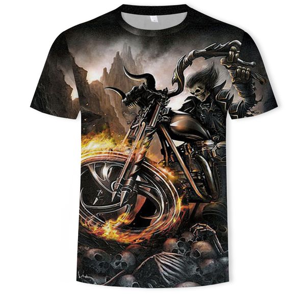 

mens designer skeleton 3d digital printing round collar t-shirt, White;black