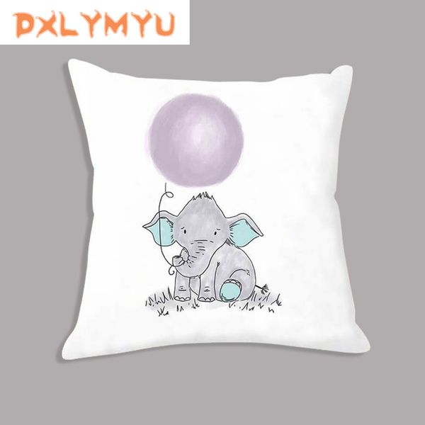 

nordic cushion cartoon animals throw pillow elephant print pillowcase 45x45cm decorative soft cushion for sofa home decor