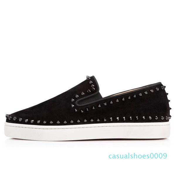 

red bottom women casual shoes luxury designer red bottom loafers trainers sneakers breathable brand 35-46 09c, Black