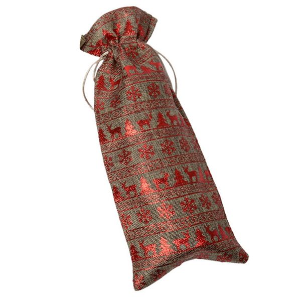 

12pcs прочные вина сумки нетканые ткани льняные красный бутылки вина стекла мешок рождественский олень подарок свадьбы партия многоразовый с
