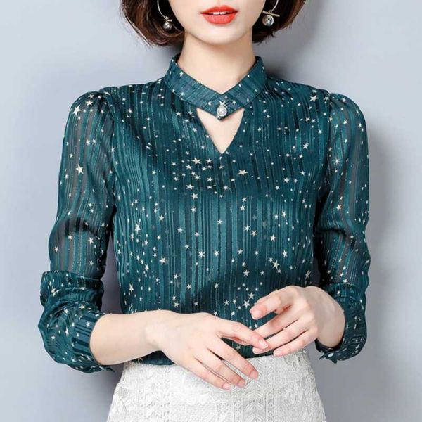 

long sleeve women shirts fashion womens and blouses 2020 plus size 3xl print chiffon blouse shirt female blusas a264, White