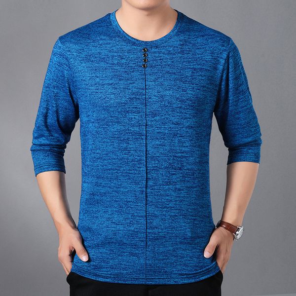 

selling product in 2020 spring new round neck middle-aged and elderly casual large size gentleman t-shirt long sleeves, White;black