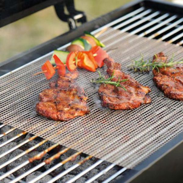 

non stick bbq mesh grill mat cooking sheet churrasco barbecue liner roaster tools 30*40cm
