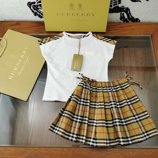 

girl boutique clothe summer sets brand designer clothes for little girl dress plaid classical design tulle flower girl dress 110-160 cm, Red;yellow