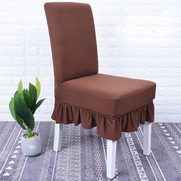 Solid Skirt Dining Chair Covers Elastic Spandex Chair Slipcovers