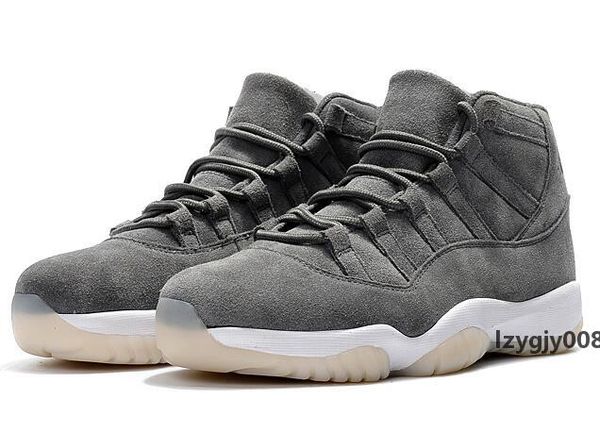 

new 11s gray suede men basketball shoes 11 grey suede sports sneakers with shoes box