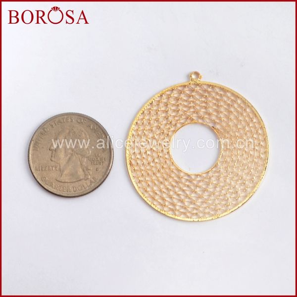 

borosa jewelry 20pcs 40mm round shape gold color brass hollow ring charms metal jewelry findings for druzy fashion pj097, Black