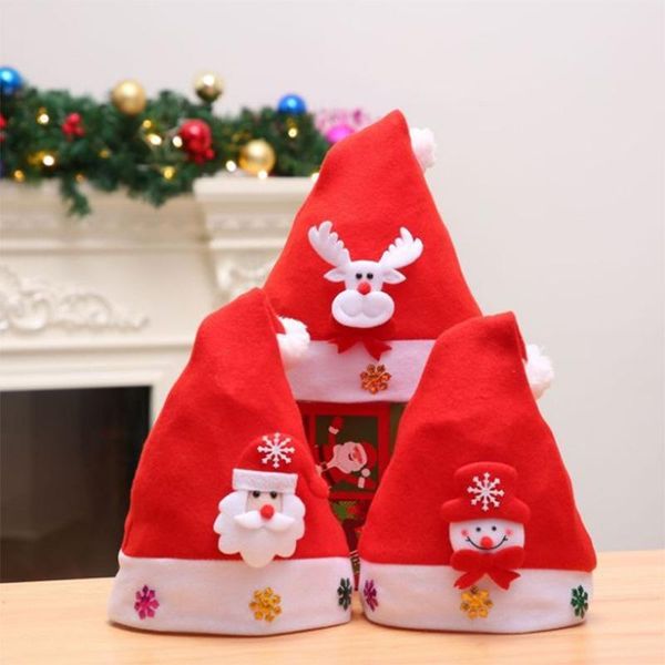

kids christmas santa claus hat festival snowman deer sequin beanie hats child xmas party cap soft pom pom ball caps ornament gift dbc dh2572