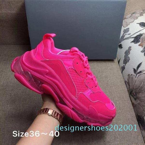 

2020 wholesale designer 17fw triple s adds a clear bubble midsole sneakers mens women neon green luxury increasing brand casual dad, Black