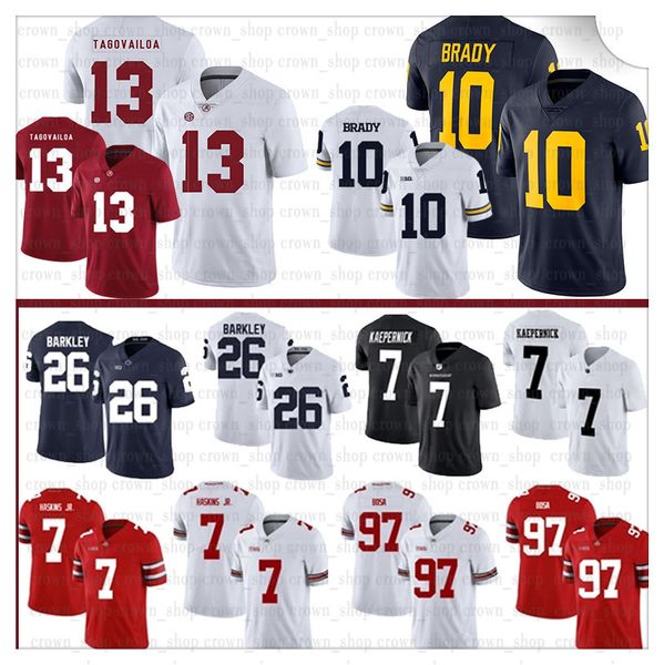 

13 tua tagovailoa ncaa 7 dwayne haskins jr alabama crimson tide jersey nick bosa michigan tom brady ohio state buckeyes football jerseys14, Black