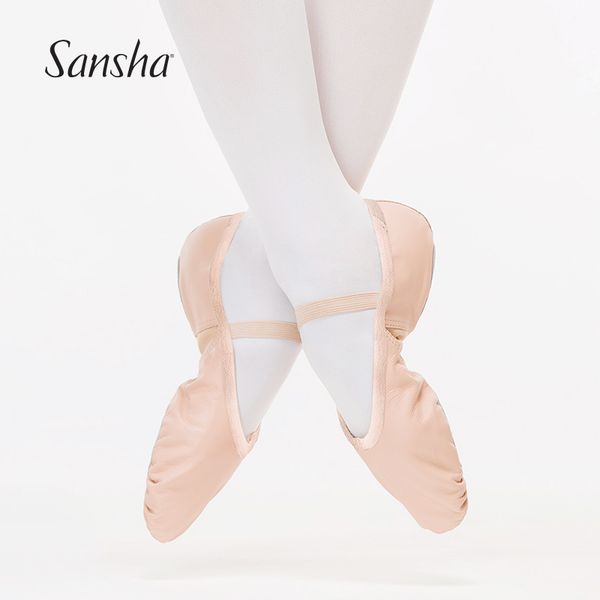

sansha kids ballet shoes genuine leather elastic strap with drawstring ballet slippers for girls boys no.16lco dance shoes