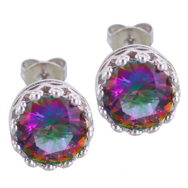 

summer style round multicolor zircon silver stamped stud earrings for party fashion jewelry fashionl opal jewelry je958, Golden;silver