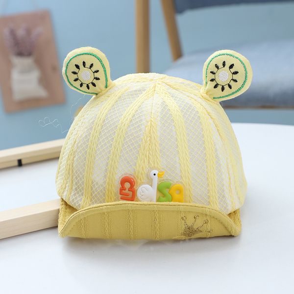 

baby soft brim hat cartoon duck fruit shape summer mesh breathable shade cap children baby baseball cap kids hat, Yellow