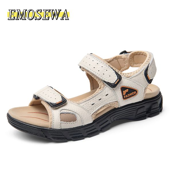 

emosewa men's shoes summer sandals fashion outdoor beach outdoor walking flats moccasins sneakers slippers big size 47, Black