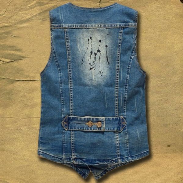 

2020 new casual mens vest korean fashion slim fit vintage sleeveless denim waistcoat man jacket harajuku washed chaqueta hombre, Black;white