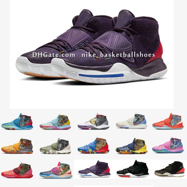 

kyrie 6 vi pre-heat basketbal shoes irving 6s women kids boys girls children training shoes 11 city cities with original box size us4-12 b13, Black