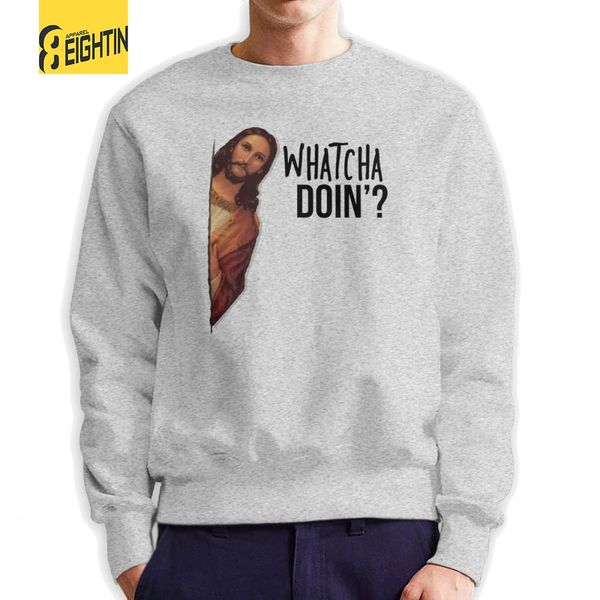 

men's jesus is watching meme hoodies fashion sweatshirt 100% cotton new arrival pullover apparel, Black