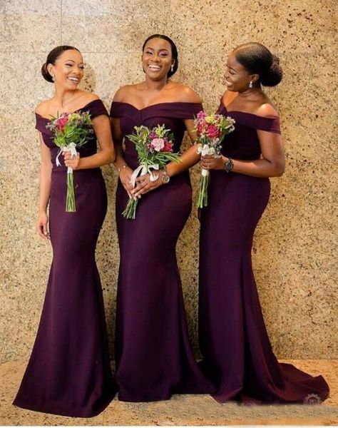 

Plus Size Mermaid Off The Shoulder Bridesmaid Dresses Robe de soiree 2019 Newest Maid Of Honor Gowns For Wedding