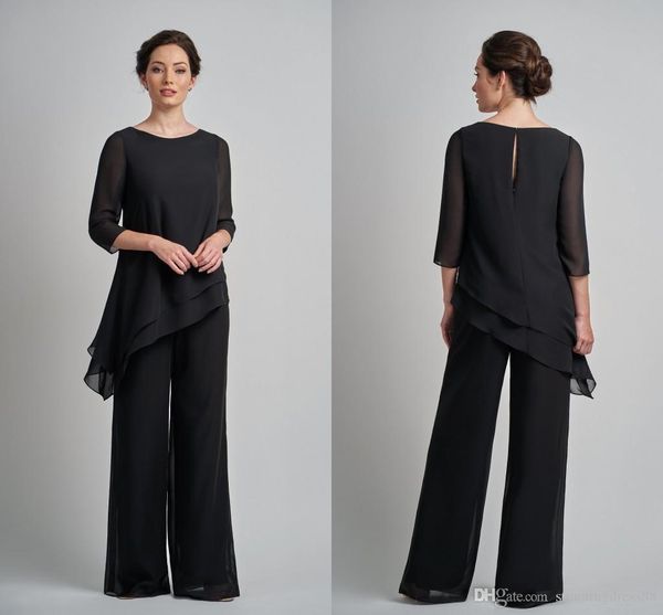 

простой черный две части мать невесты жених брюки костюмы дешевые уникальный дизайн плюс размер 3/4 с длинными рукавами вечерние платья, Black;red