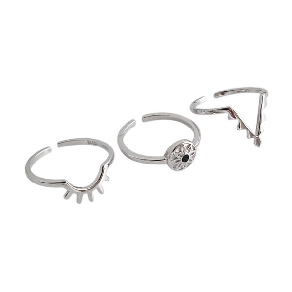 

black phoenix korean s925 sterling silver ring ins devils eye combination suit opening female ring personality, Golden;silver