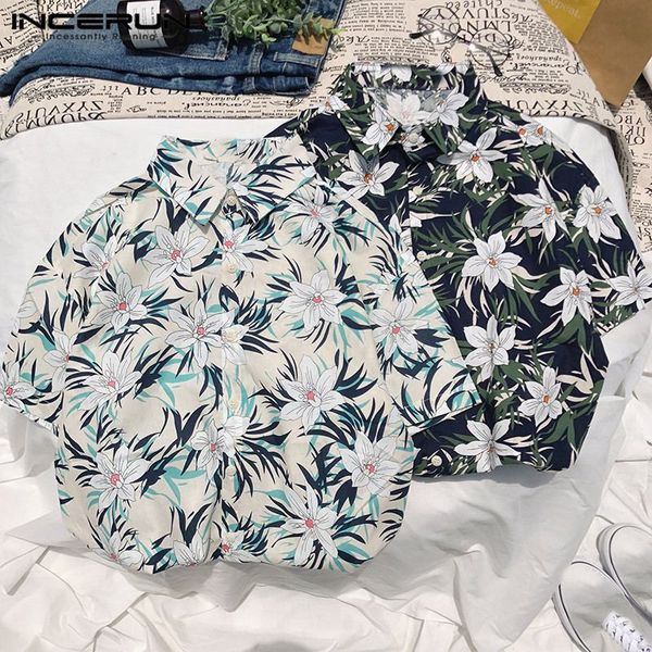 

chic casual shirts men shirts dress hawaiian beachwear short sleeve lapel button down summer men camisa chemise masculina, White;black