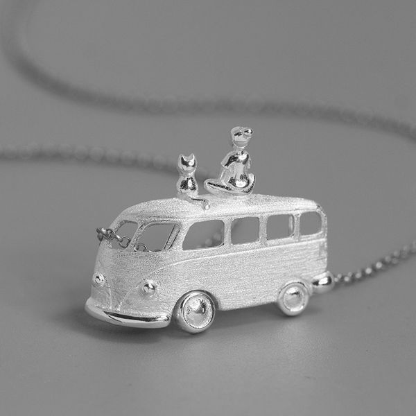 

inature a hippie van 925 sterling silver girl and cat pendant necklace for women fashion jewelry sh190721