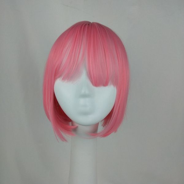 

factory direct cute fashion bobo wig wigs europe and america wig air bangs pink wig female short straight hair, Black