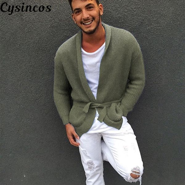 

cysincos new men's cardigan sweaters for 2019 male casual knitted sweater coat solid long sleeve outerwear pull homme hiver, White;black