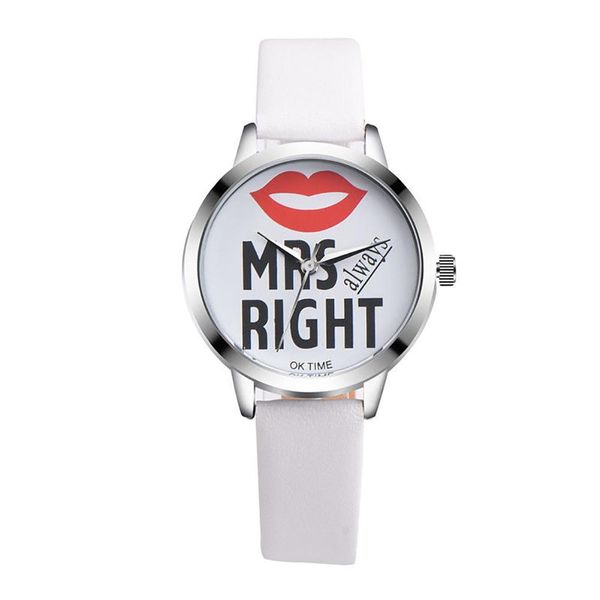 

montre femme 2018 fashion women faux leather round cartoon moustache analog quartz wrist watch, Slivery;brown