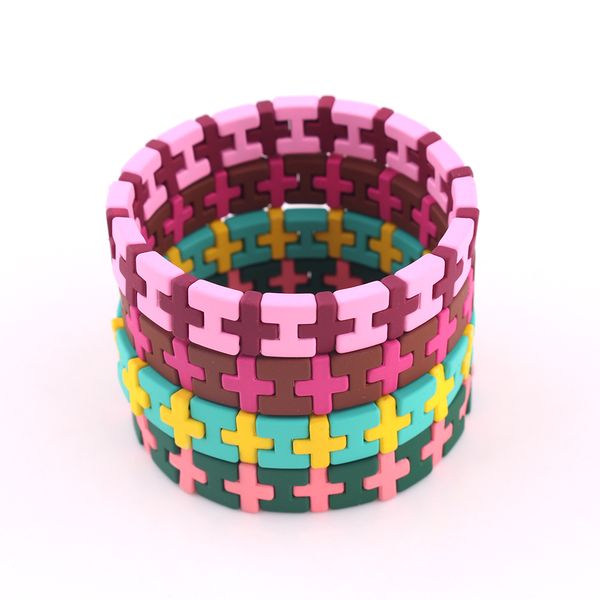 

tl014 чешский радуга окрашены сплава браслет ручной работы стекируемые бисером эластичный эмаль манжеты браслет женщин ювелирные изделия, Black