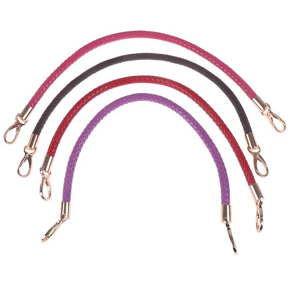 

1pcs pu leather braided rope handles for handbag shoulder bag strap handmade bag diy accessories alloy metal hook buckle, Black
