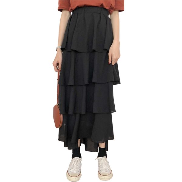 

women spring sets casual two piece dress new hoodies high waist thin chiffon skirt female cake dresses, White