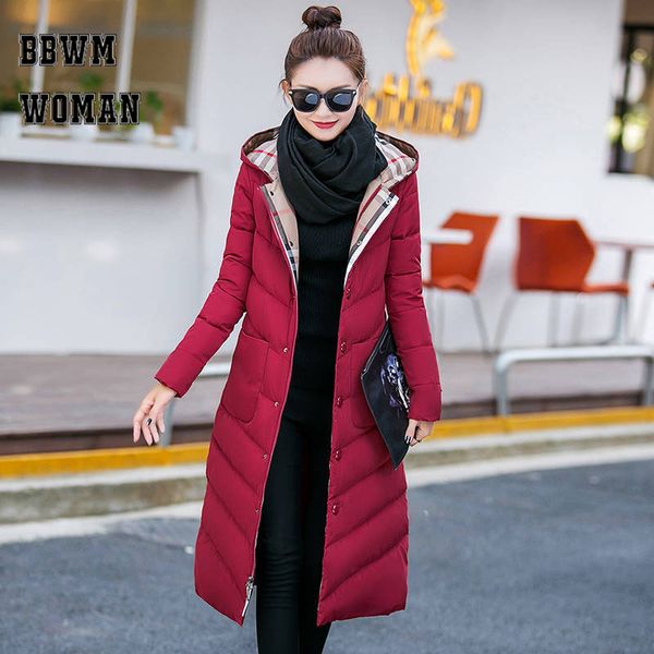 

2019 winter hoodie women parkas black and red color can choose long style female coat, Tan;black