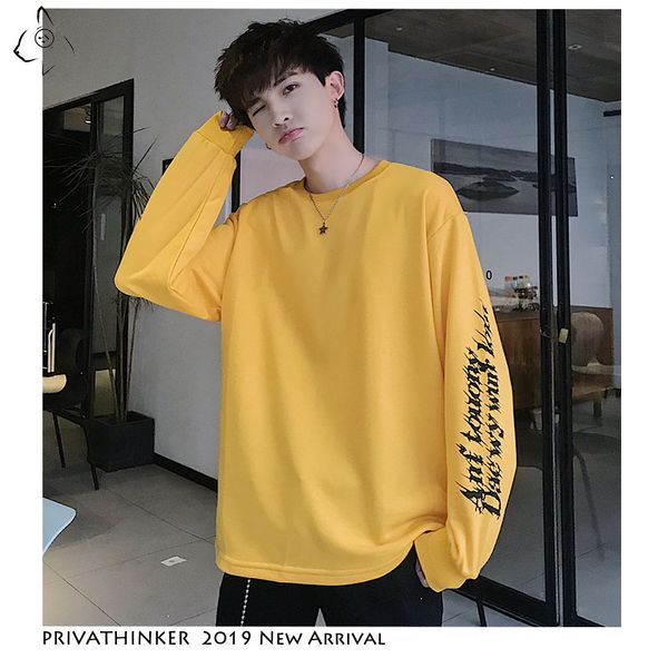 

privathinke sweatshirt without hooded autumn japanese harajuku streetwear sweatshirt men casual solid letter male, Black