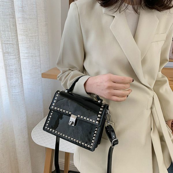 

classic retro small square bags high-quality rivet shoulder messenger bags female solid color crossbody bag handbags brand