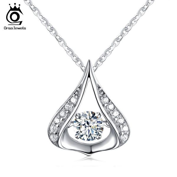 

orsa jewels real 925 jewelry luxury crystal pendants for elegant lady sterling silver necklace gift for es sn39