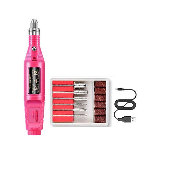 

15000 9w usb professional electric manicure pedicure mini portable pen shape electric nail drill bit set cuticle bit ceramic, Silver