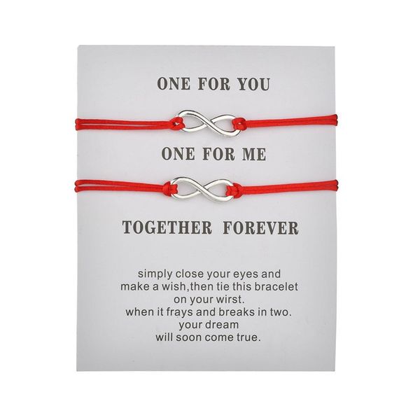 

2pcs/set together forever love infinity bracelet for lovers red string couple bracelets women men's wish jewelry gift, Golden;silver