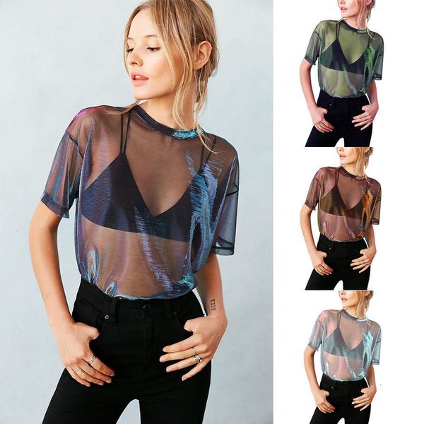 

womens blouse woman women fashion summer mesh net sleeves blouses transparent blouse party club wear drop shipping good quality, White