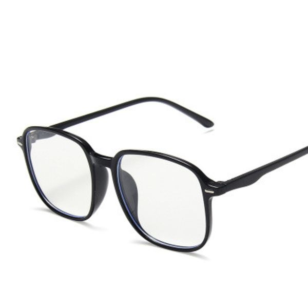 

trendy fashion anti-blue light glasses women large frame eyewear ladies classic sqaure plain mirror men, White;black