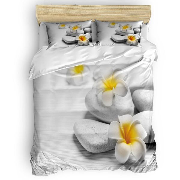 

yellow flowers and stones abraham birthday 4 piece bedding sets quilted duvet set duvet cover sets machine washable