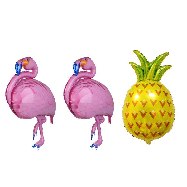 

3pcs set large flamingo pineapple foil balloon hawaiian luau party decor