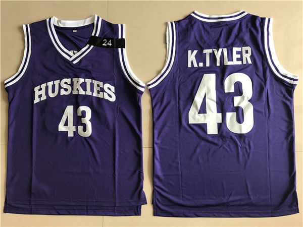 

ncaa the 6th man movie 43 kenny tyler jersey marlon wayans college basketball jerseys sports uniform purple color fast shipping, Black;red