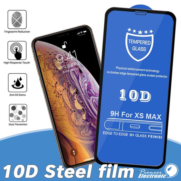 

9h screen protector 10d tempered glass hard edge phone protective explosion-proof full cover film for iphone 11 pro max xs xr x 8 7 6 6s plu