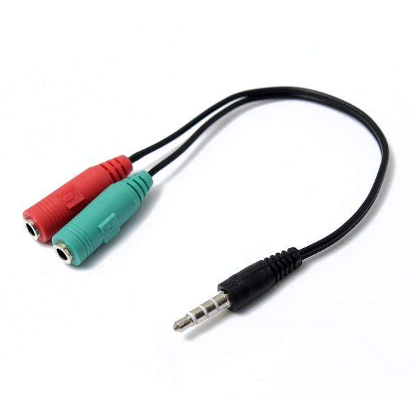 Splitter Cuffie jack 3.5 mm Stereo Audio Y-Splitter 2 Femmina a 1 Maschio Adattatore per cavo Spina per microfono per auricolare