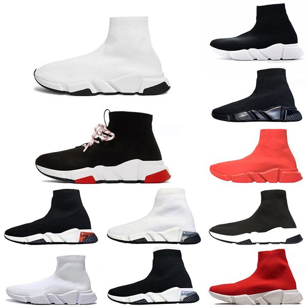 

2020 luxury speed trainer casual running flat sock shoes graffiti transparent black white men women sports sneakers size 5.5-11