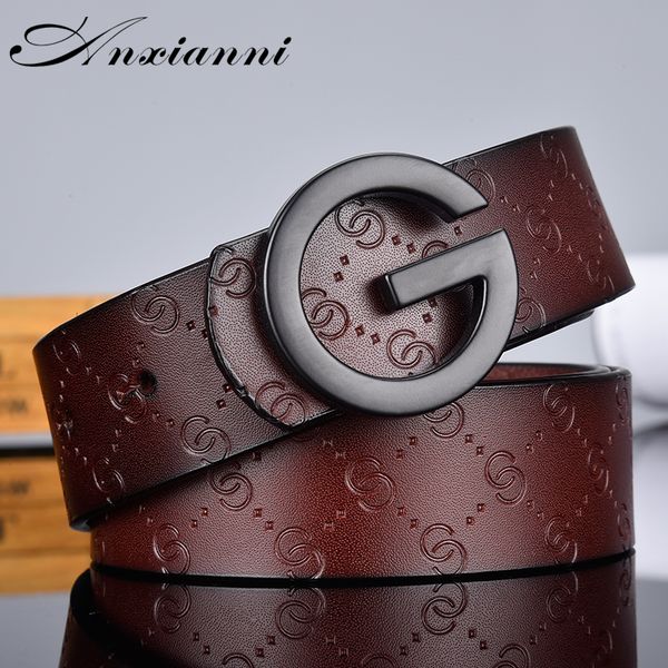

smooth buckle belt luxury belts cowhide genuine designer fashion vintage male women strap, Black;brown