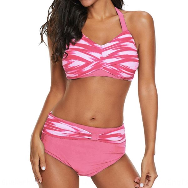 

2019 bikini swimsuit women's gathering bikini pattern split swimsuit, White;black